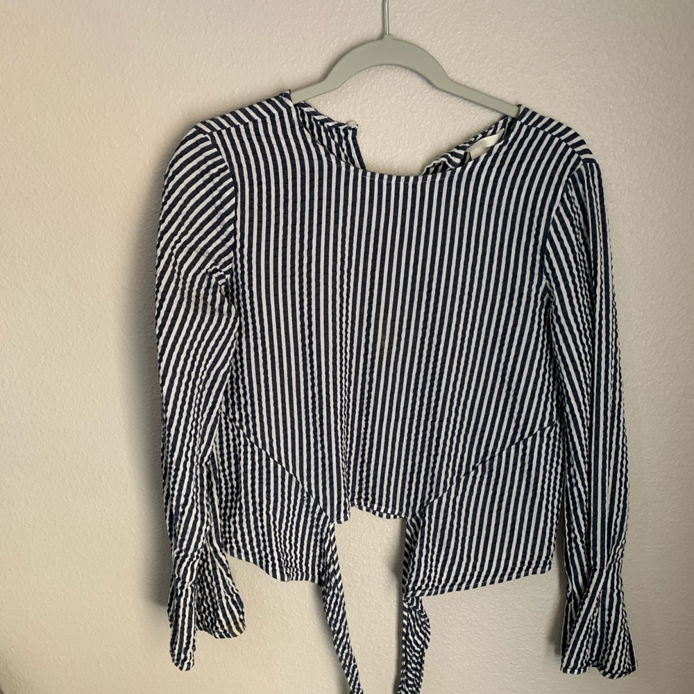 Striped Tie front shirt